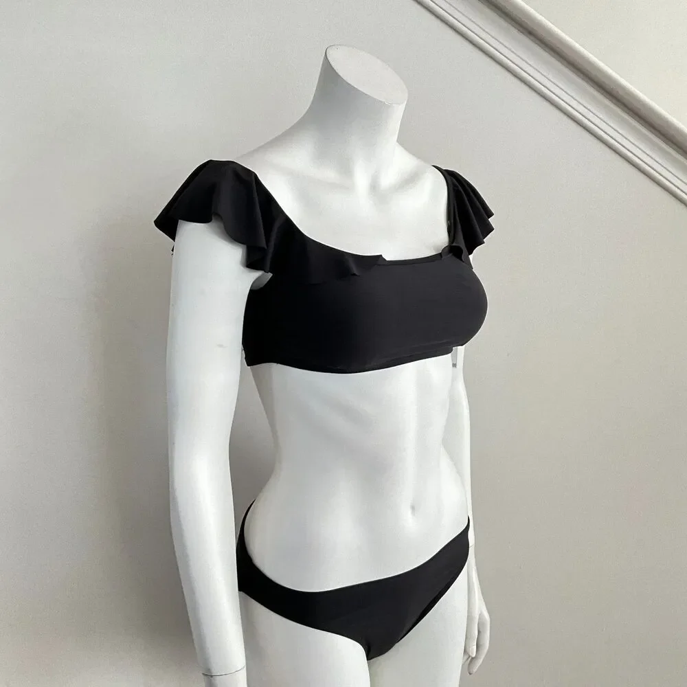 Vince Camuto 2 Piece Ruffle Bandeau Bikini Off Shoulder Swimsuit XS